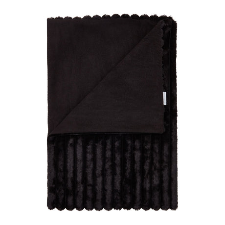 Catherine Lansfield Cosy Ribbed Velvet Throw – Black – 130cm x 170cm - Cosy Ribbed Throw Black