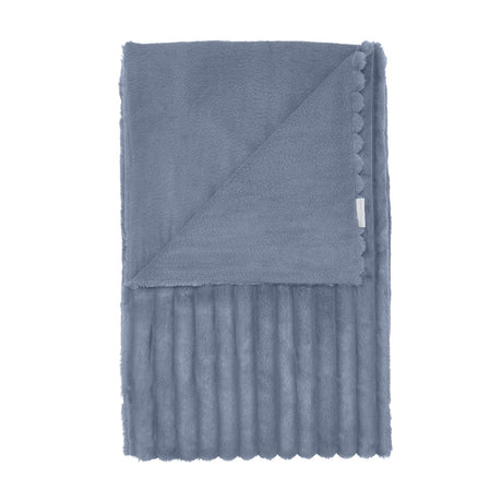 Catherine Lansfield Cosy Ribbed Velvet Throw – Lansfield Blue – 130cm x 170cm - Cosy Ribbed Throw Blue
