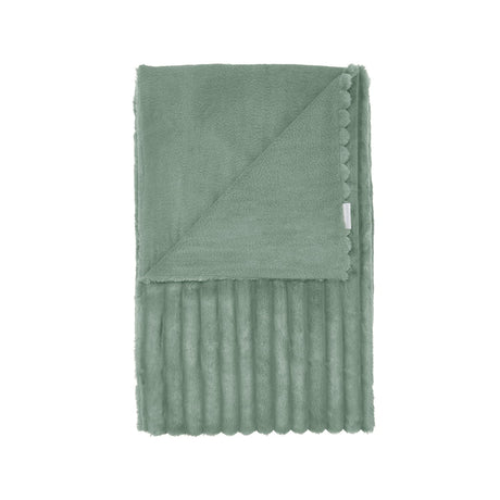 Catherine Lansfield Cosy Ribbed Velvet Throw – Green – 130cm x 170cm - Cosy Ribbed Throw Green