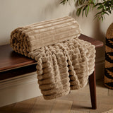 Catherine Lansfield Cosy Ribbed Velvet Throw – Natural – 130cm x 170cm
