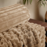 Catherine Lansfield Cosy Ribbed Velvet Throw – Natural – 130cm x 170cm - Cosy Ribbed Throw Natural