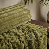 Catherine Lansfield Cosy Ribbed Velvet Throw – Green – 130cm x 170cm - Cosy Ribbed Throw Olive Green