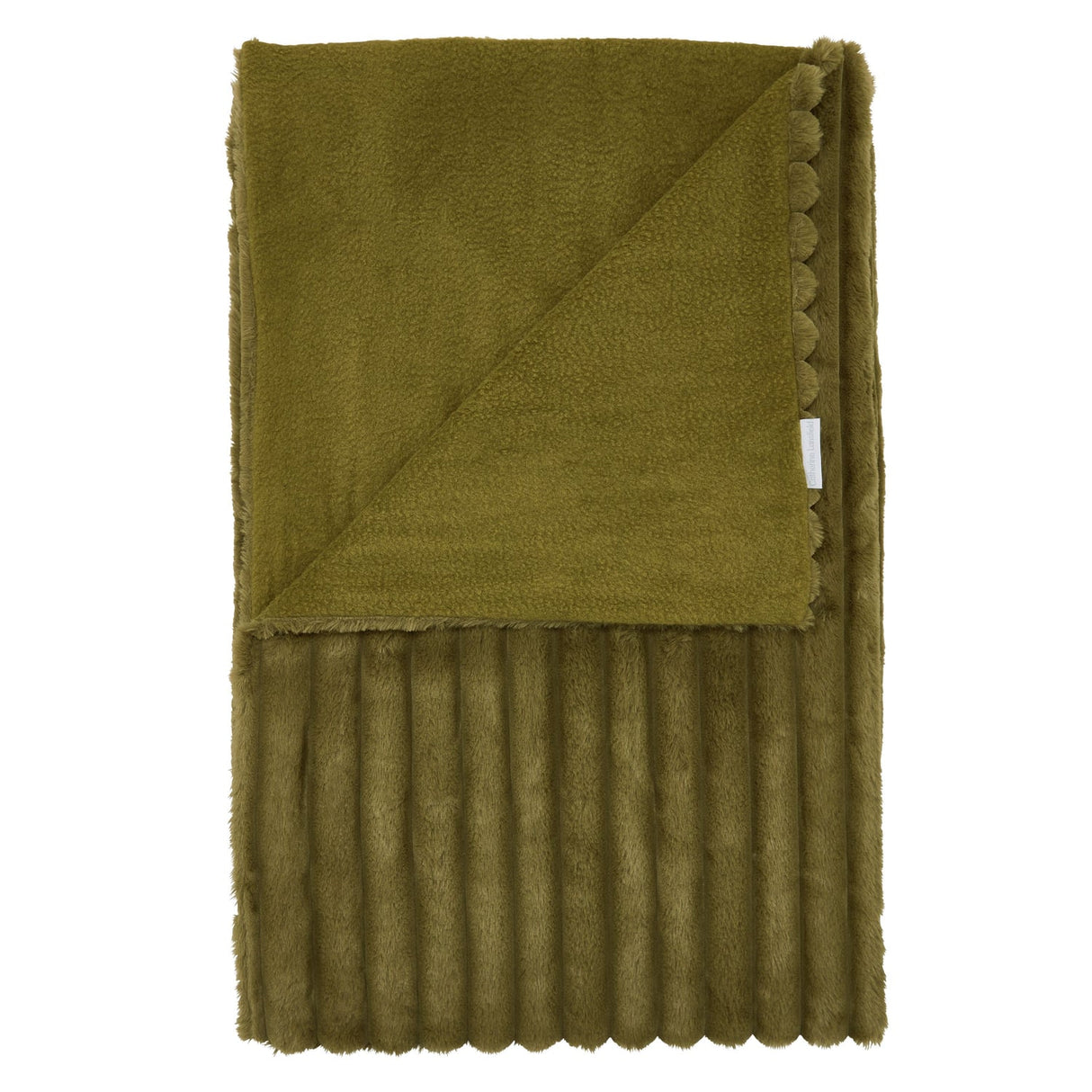 Catherine Lansfield Cosy Ribbed Velvet Throw – Green – 130cm x 170cm - Cosy Ribbed Throw Olive Green