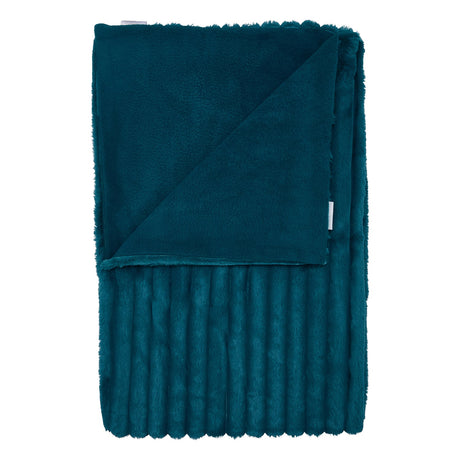 Catherine Lansfield Cosy Ribbed Velvet Throw – Teal – 130cm x 170cm - Cosy Ribbed Throw Teal
