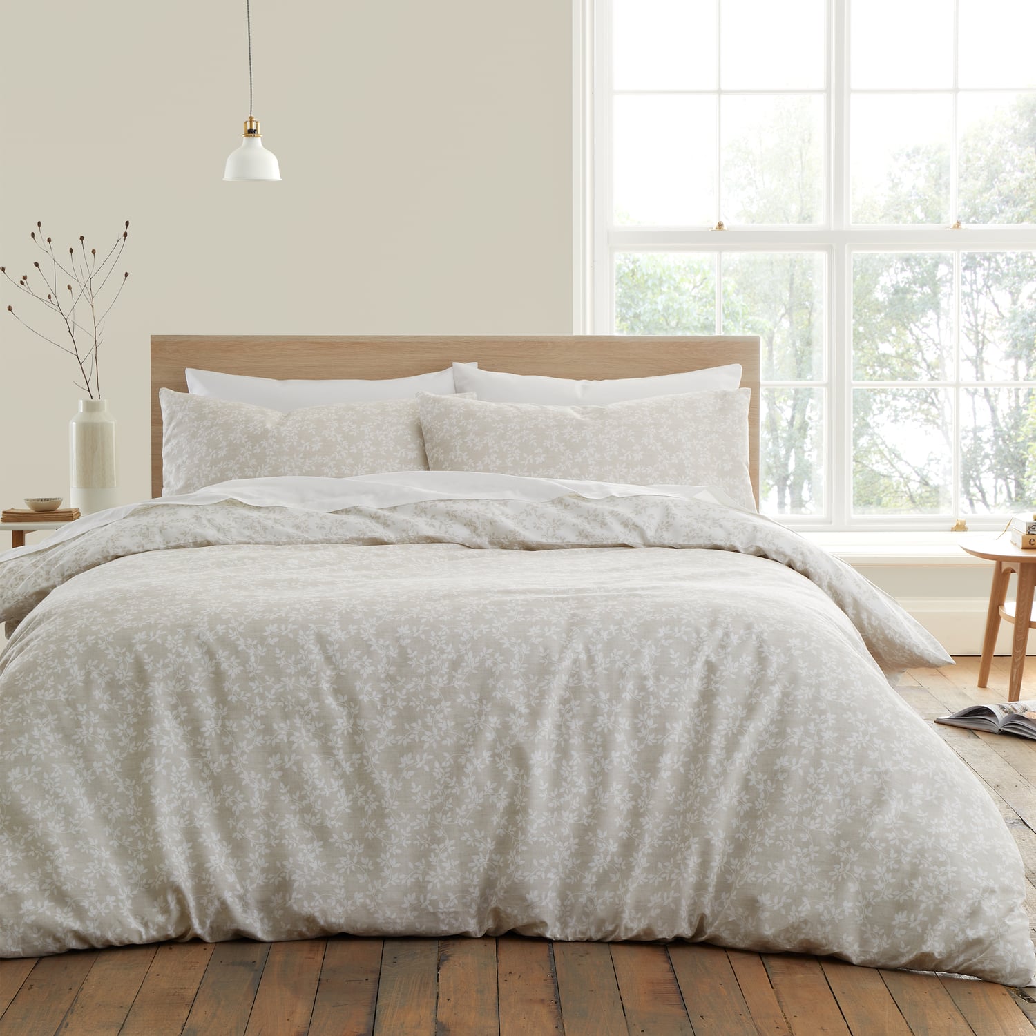 Bianca Fine Linens Shadow Leaves Duvet Cover Set - Shadow Leaves Natural Duvet Set