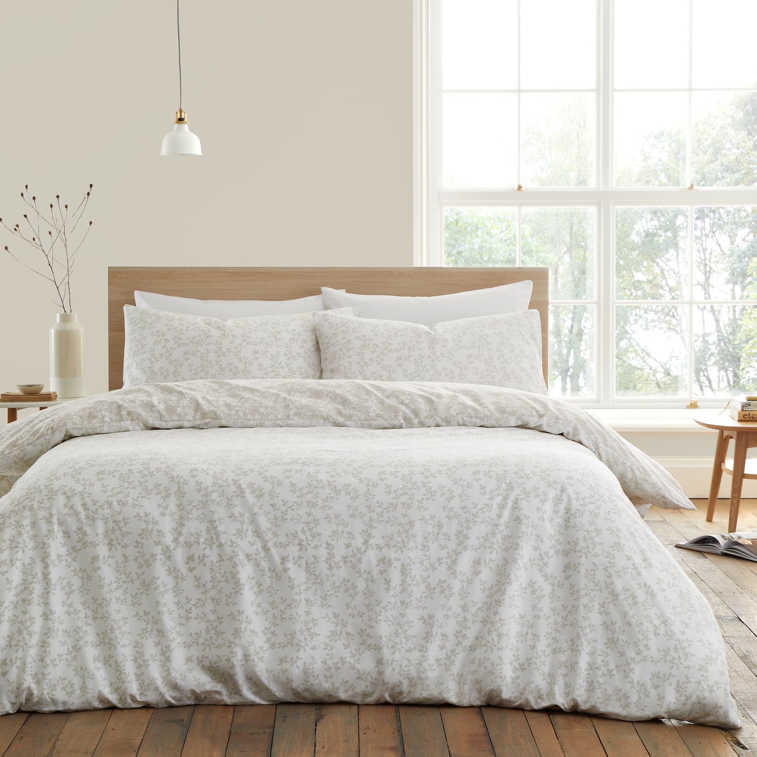 Bianca Fine Linens Shadow Leaves Duvet Cover Set - Shadow Leaves Natural Duvet Set
