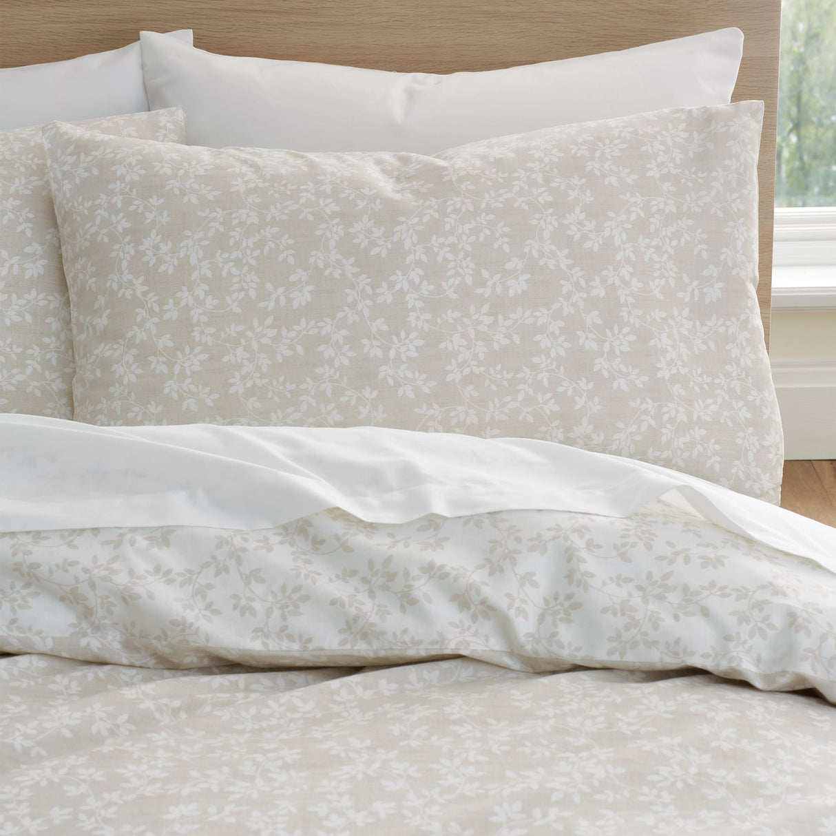 Bianca Fine Linens Shadow Leaves Duvet Cover Set - Shadow Leaves Natural Duvet Set