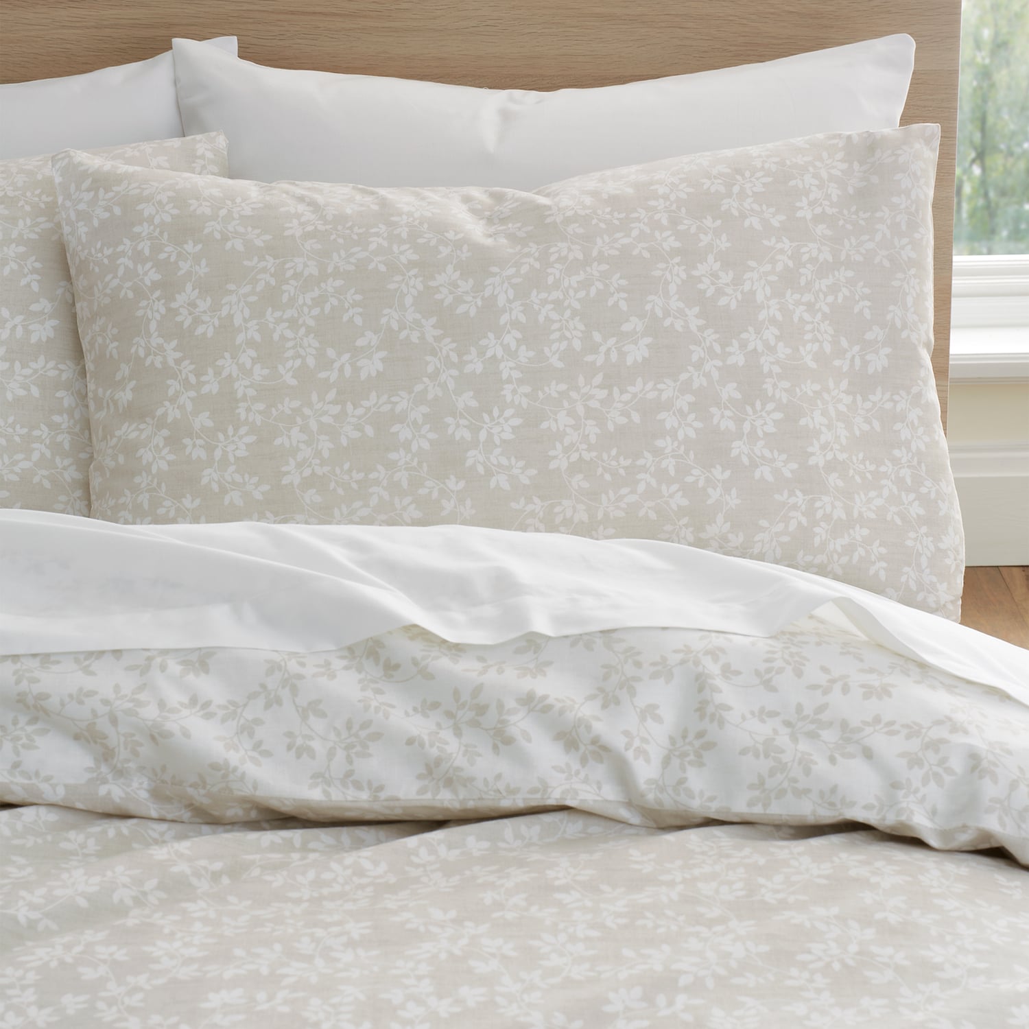 Bianca Fine Linens Shadow Leaves Duvet Cover Set - Shadow Leaves Natural Duvet Set