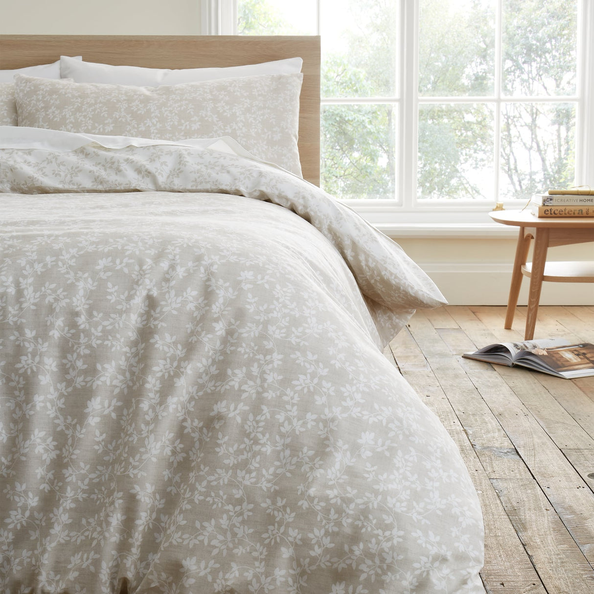 Bianca Fine Linens Shadow Leaves Duvet Cover Set - Shadow Leaves Natural Duvet Set
