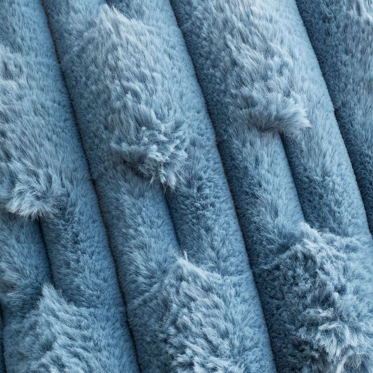 Bianca Carved Faux Fur Filled Cushion 50cm x 50cm - Blue - Carved Faux Fur Blue
