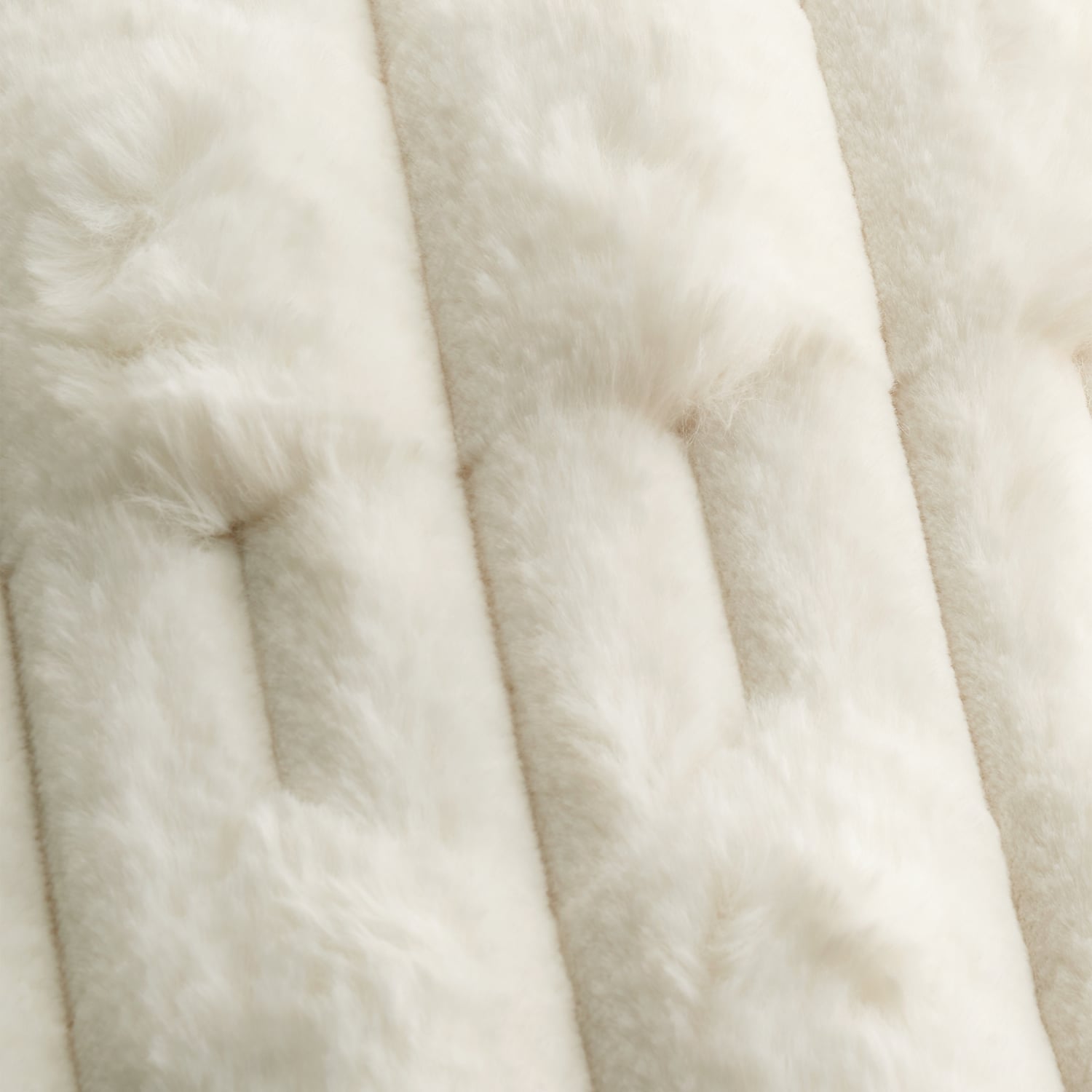 Bianca Carved Faux Fur Filled Cushion 50cm x 50cm - Cream - Carved Faux Fur Cream