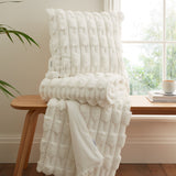 Bianca Carved Faux Fur Filled Cushion 50cm x 50cm - Cream - Carved Faux Fur Cream Group