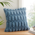 Bianca Carved Faux Fur Filled Cushion 50cm x 50cm - Blue