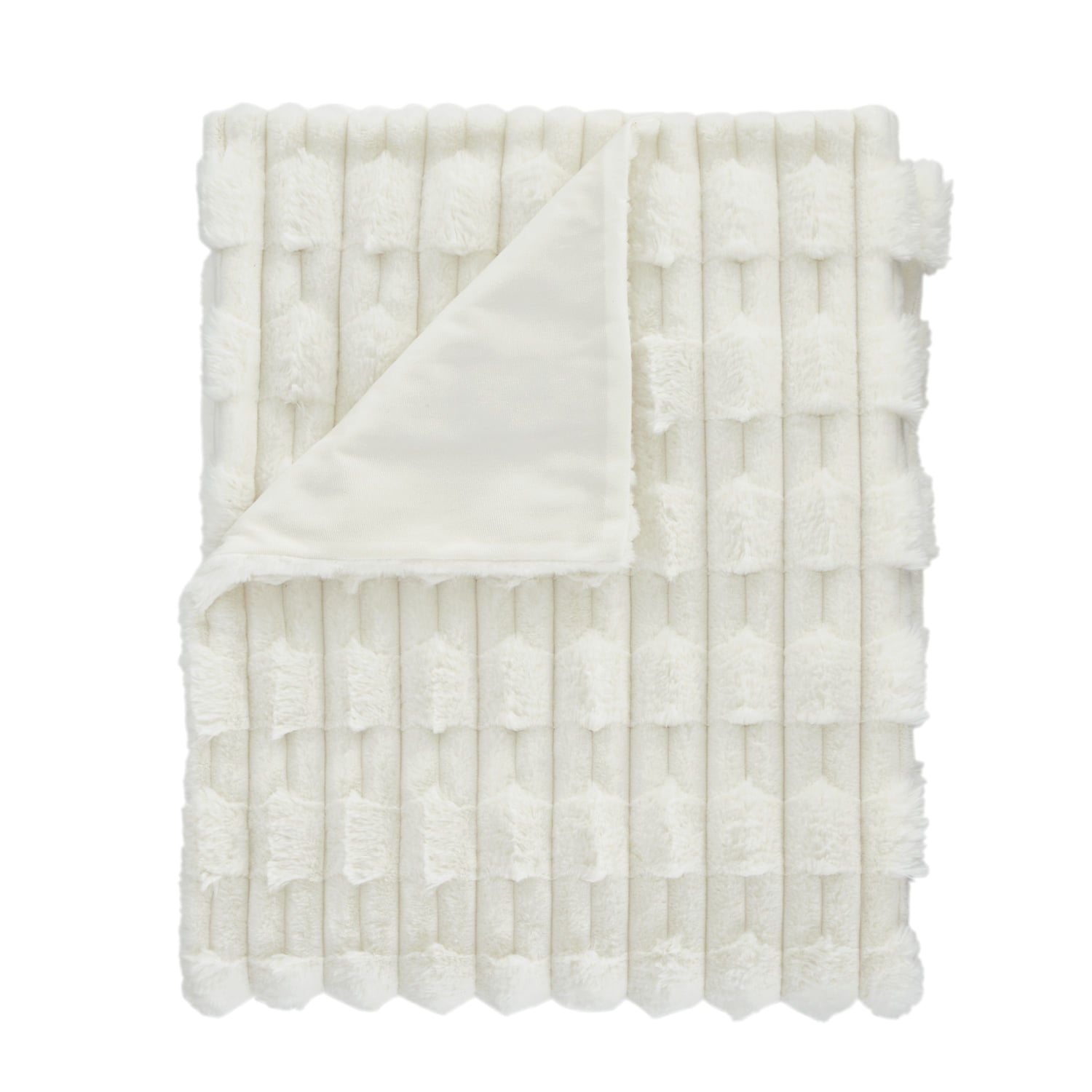 Bianca Fine Linens Carved Faux Fur Throw – Cream – 150cm x 200cm - Carved Faux Fur Throw Cream