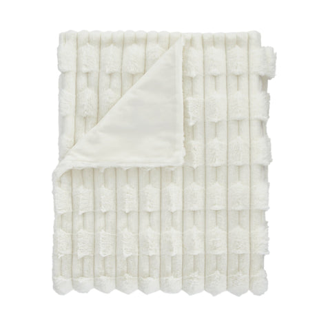 Bianca Fine Linens Carved Faux Fur Throw – Cream – 150cm x 200cm - Carved Faux Fur Throw Cream