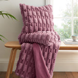 Bianca Carved Faux Fur Filled Cushion 50cm x 50cm - Pink - Carved Faux Fur Pink Group