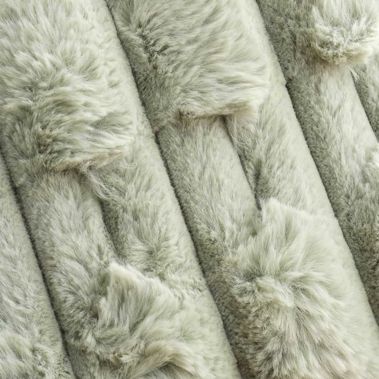 Bianca Fine Linens Carved Faux Fur Sage Thermal Throw Blanket 150cm x 200cm