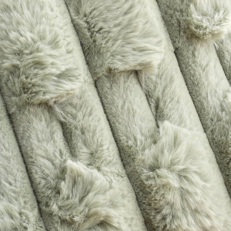 Bianca Fine Linens Carved Faux Fur Sage Thermal Throw Blanket 150cm x 200cm