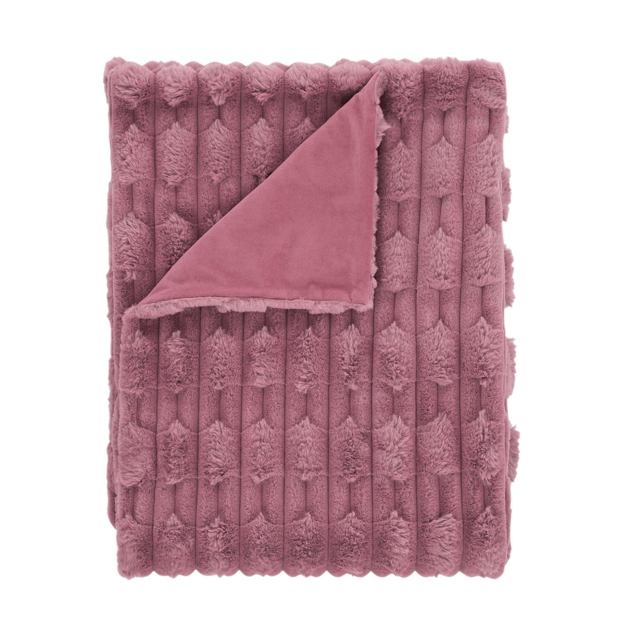 Bianca Fine Linens Carved Faux Fur Throw – Pink – 150cm x 200cm - Carved Faux Fur Throw Pink