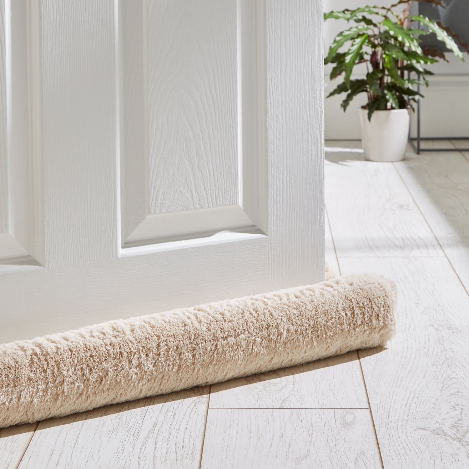 Catherine Lansfield Draught Excluder Cosy Winter Door Seal - Double Sided Draught Excluder Natural