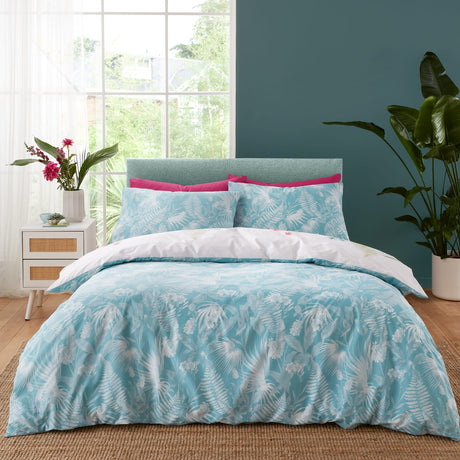 Catherine Lansfield Aruba Tropical Floral Green Duvet Cover Set - Aruba Tropical Floral Duvet Set