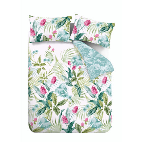 Catherine Lansfield Aruba Tropical Floral Green Duvet Cover Set - Aruba Tropical Floral Duvet Set