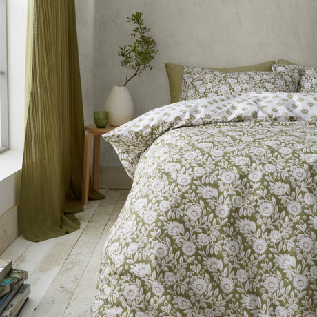 Pineapple Elephant Tangier Floral Duvet Cover Set - Tangier Floral Duvet Set Olive Green