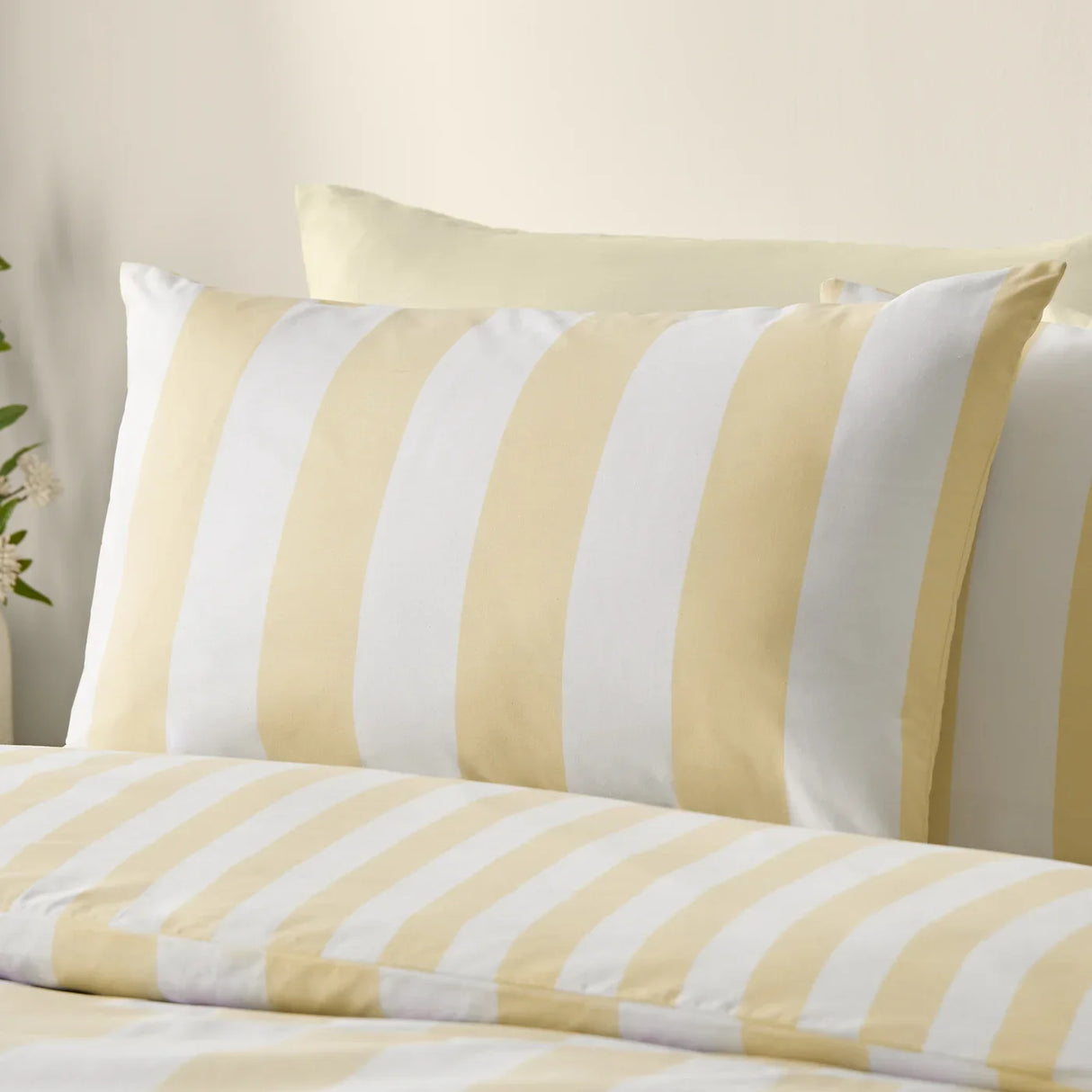 Catherine Lansfield Cove Stripe Yellow Reversible Duvet Cover Set - Yellow image 3