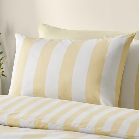 Catherine Lansfield Cove Stripe Yellow Reversible Duvet Cover Set - Yellow image 3