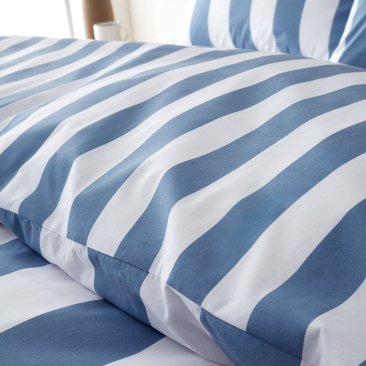 Catherine Lansfield Cove Stripe Blue Duvet Cover Bedding Set - Cove Stripe Duvet Set Blue