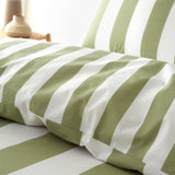 Catherine Lansfield Cove Stripe Green Duvet Cover Bedding Set - Cove Stripe Duvet Set Green