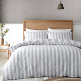 Catherine Lansfield Cove Stripe Silver Duvet Cover Bedding Set - Cove Stripe Duvet Set Silver