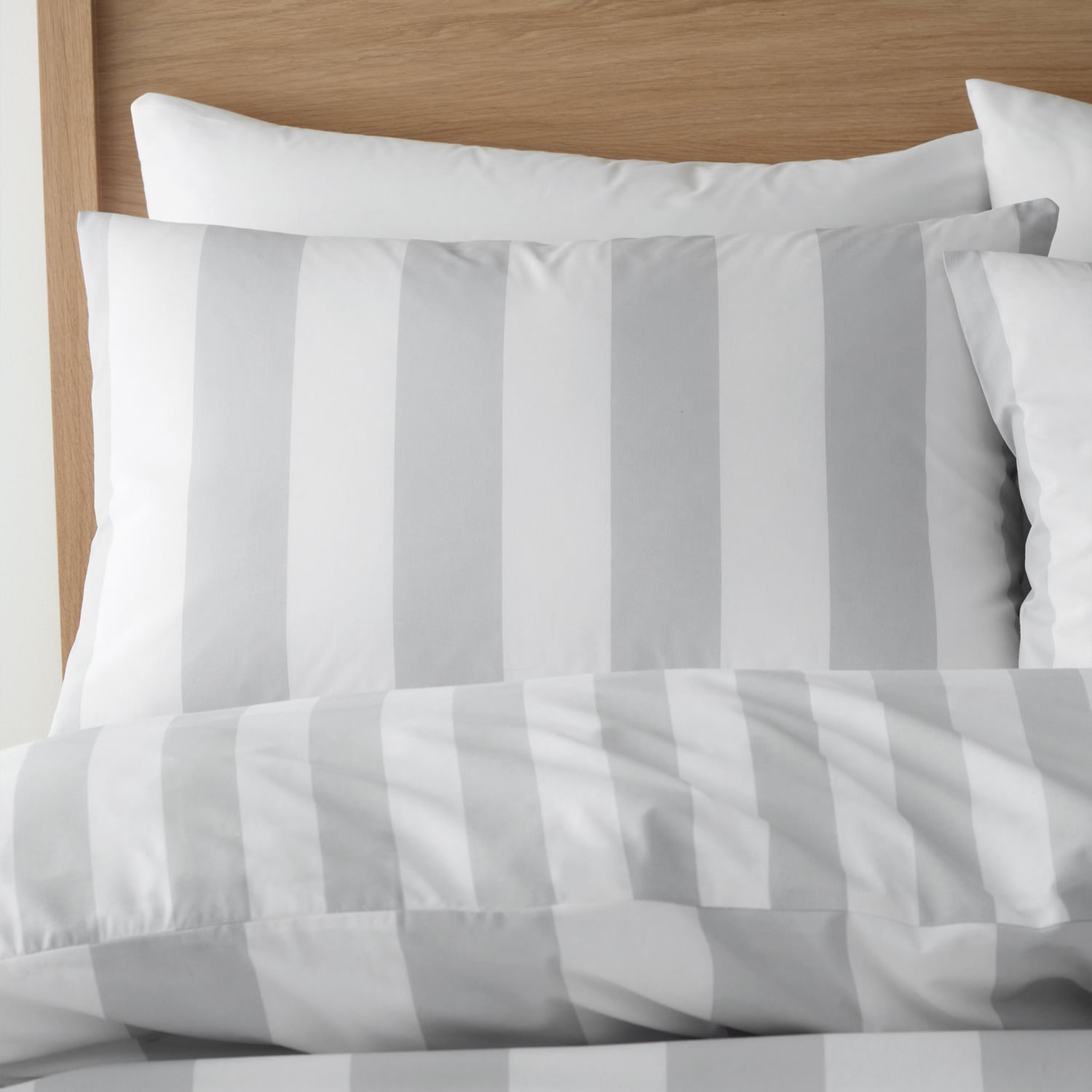 Catherine Lansfield Cove Stripe Silver Duvet Cover Bedding Set - Cove Stripe Duvet Set Silver