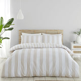 Catherine Lansfield Cove Stripe Natural Duvet Cover Bedding Set