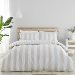 Catherine Lansfield Cove Stripe Natural Duvet Cover Bedding Set