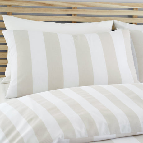 Catherine Lansfield Cove Stripe Natural Duvet Cover Bedding Set - Cove Stripe Natural