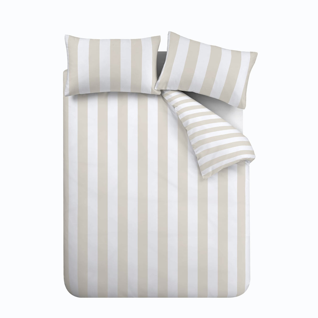 Catherine Lansfield Cove Stripe Natural Duvet Cover Bedding Set - Cove Stripe Natural