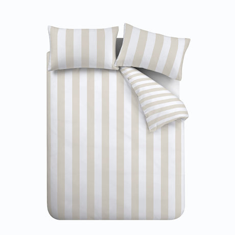 Catherine Lansfield Cove Stripe Natural Duvet Cover Bedding Set - Cove Stripe Natural