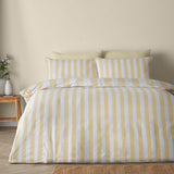 Catherine Lansfield Cove Stripe Yellow Duvet Cover Bedding Set - Cove Stripe Yellow Duvet Set