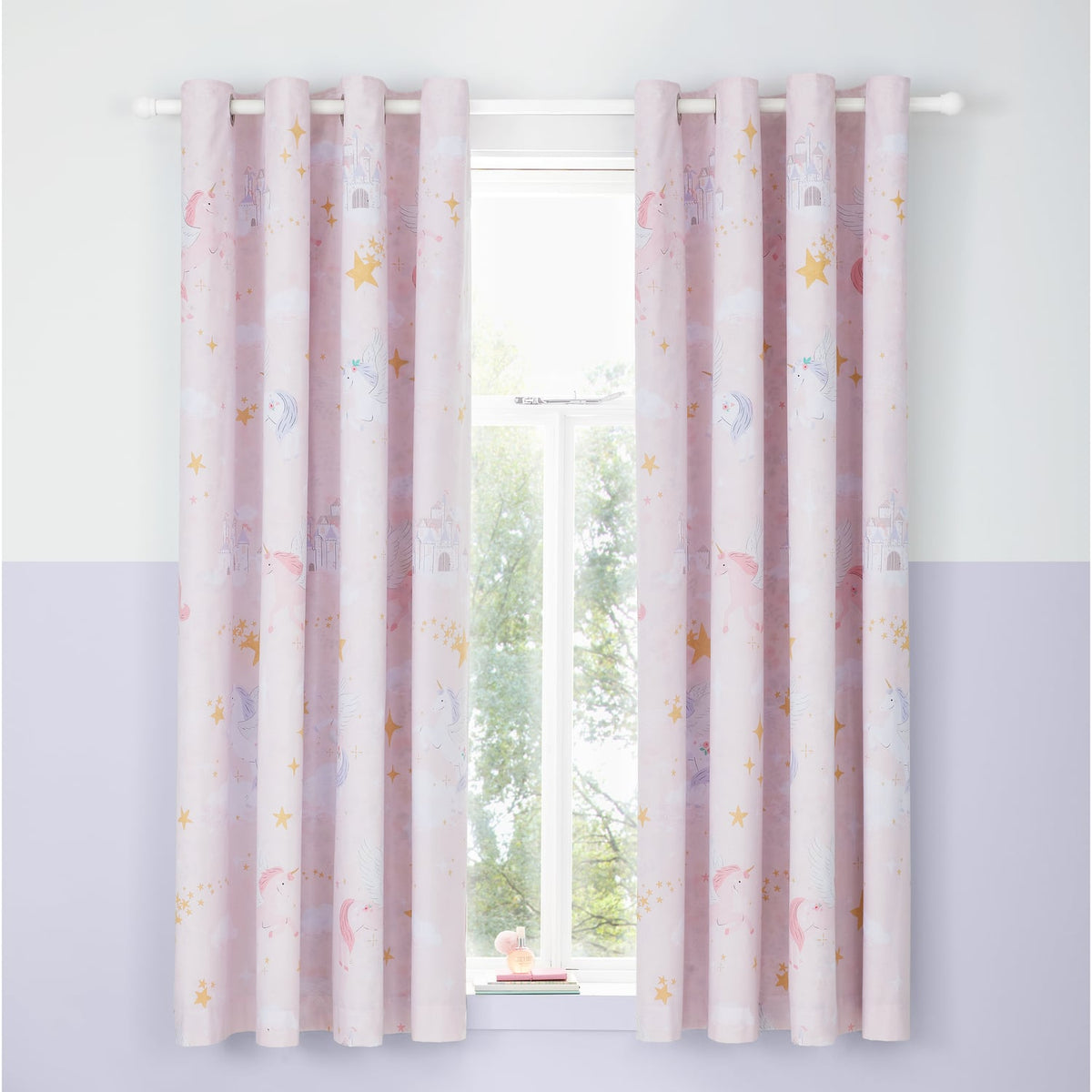 Catherine Lansfield Fairytale Unicorn Kids Eyelet Curtains Polycotton - Fairytale Unicorn Curtains