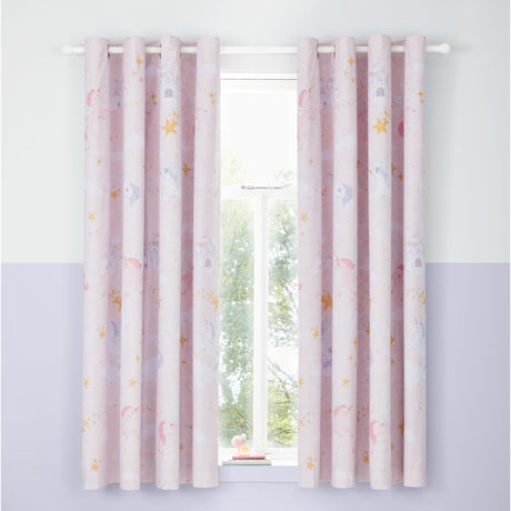 Catherine Lansfield Fairytale Unicorn Kids Eyelet Curtains Polycotton - Fairytale Unicorn Curtains