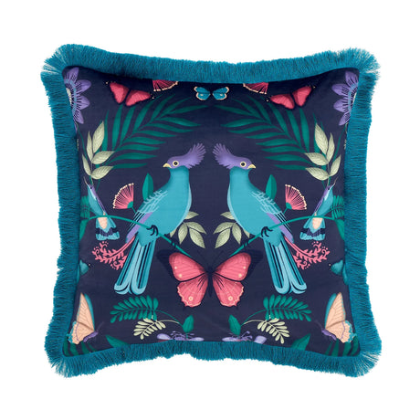 Catherine Lansfield Mya Tropical Birds Navy Blue Filled Cushion 45x45cm 3