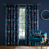 Catherine Lansfield Mya Tropical Birds Eyelet Curtains Velvet