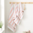 Bianca Reversible Stripe 600gsm Cotton Jacquard Towels - Blush Pink