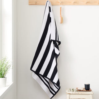 Bianca Reversible Stripe 600gsm Cotton Jacquard Towels - Black