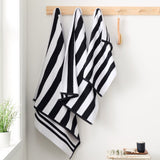 Bianca Reversible Stripe 600gsm Cotton Jacquard Towels - Black - Reversible Jacquard Black Towels