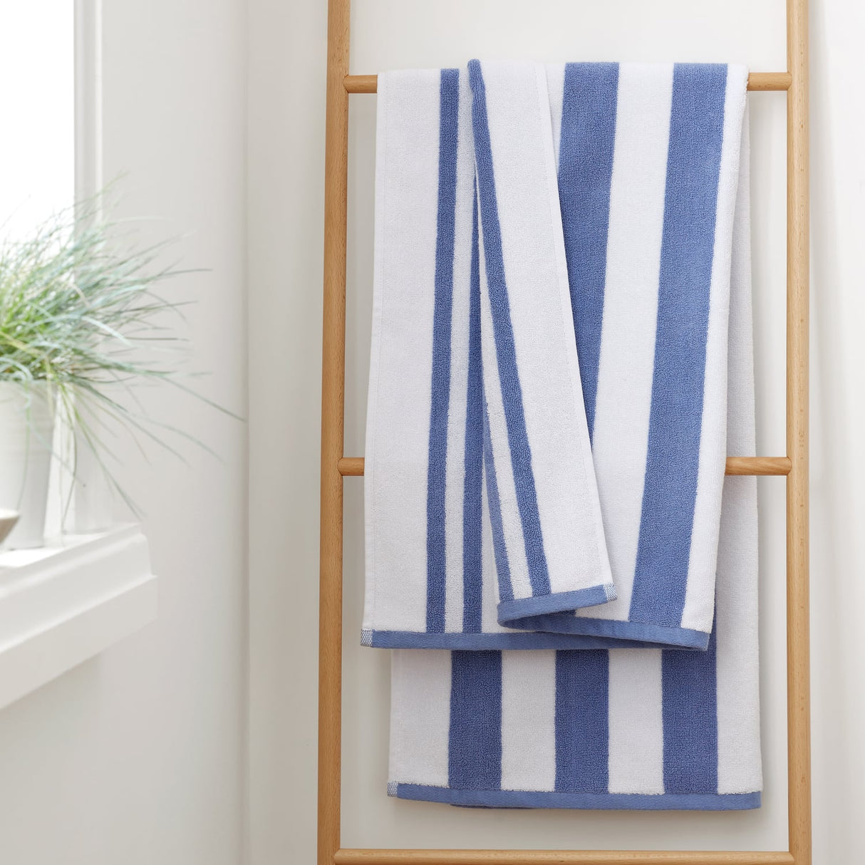 Bianca Reversible Stripe 600gsm Cotton Jacquard Towels - Blue