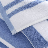 Bianca Reversible Stripe 600gsm Cotton Jacquard Towels - Blue - Reversible Jacquard Blue Towel
