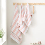 Bianca Reversible Stripe 600gsm Cotton Jacquard Towels - Blush Pink - Reversible Jacquard Blush Towels