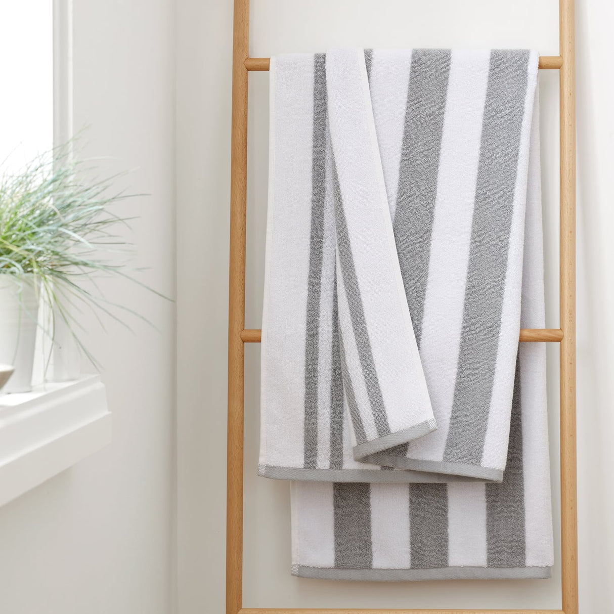 Bianca Reversible Stripe 600gsm Cotton Jacquard Towels - Grey